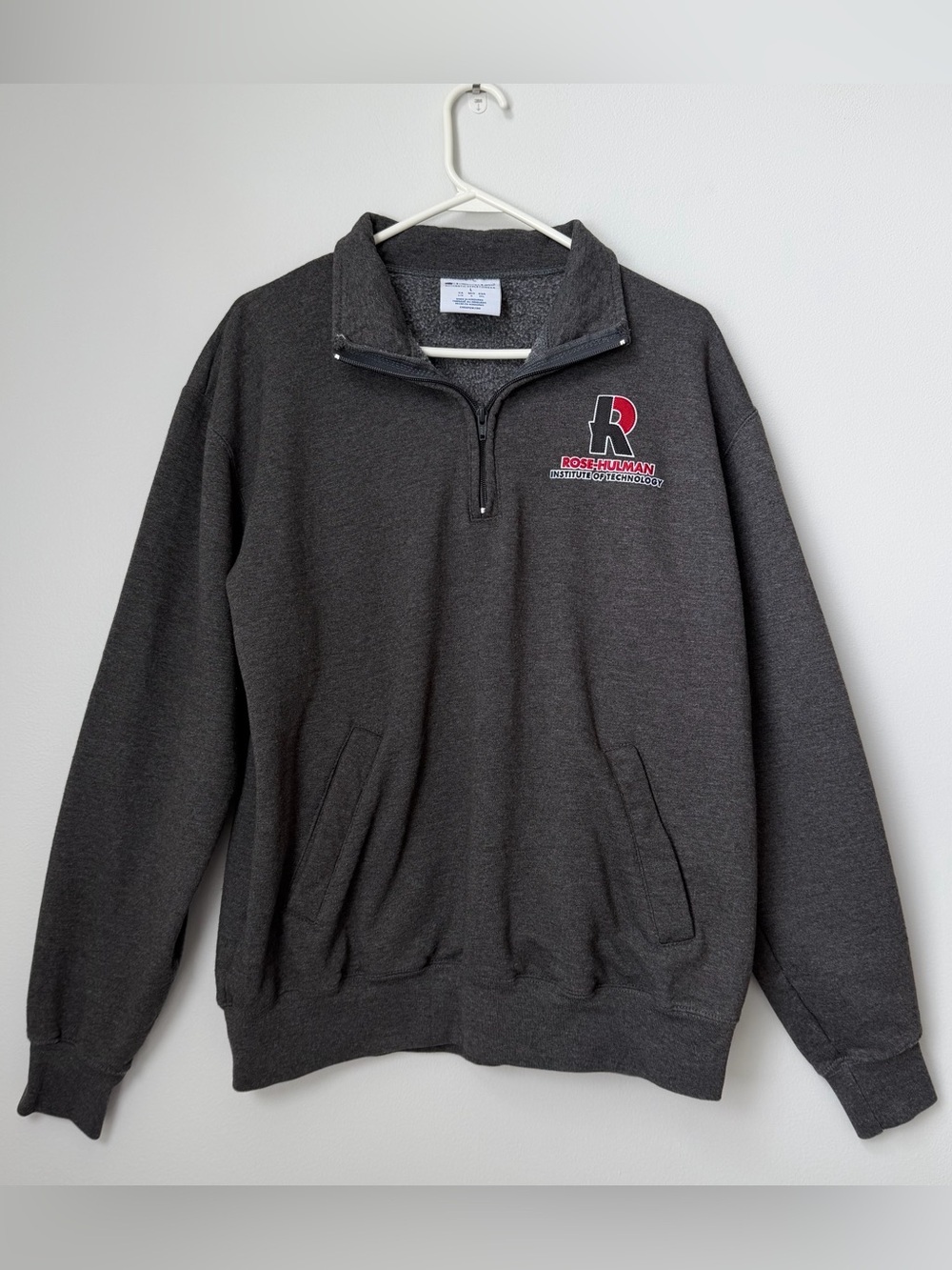 Champion Gray Quarter-Zip Pullover sweatshirt Rose-Hulman College Men's Large